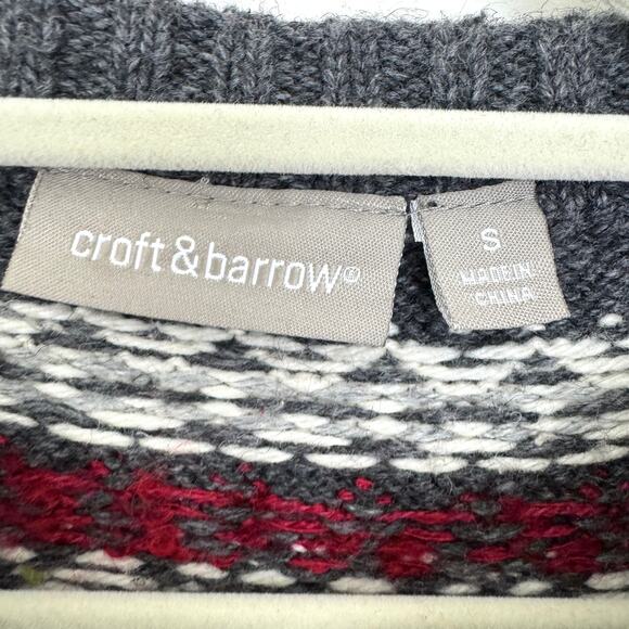 Croft & Barrow Women Cardigan Sweater Size S Cardinal Bird Embroider Holiday Red - Picture 2 of 8